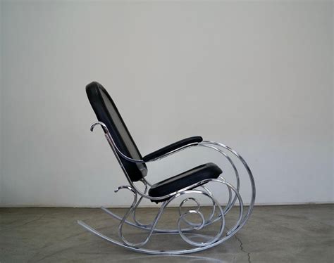 1970s Maison Jansen Chrome Hollywood Regency Rocking Chair For Sale At