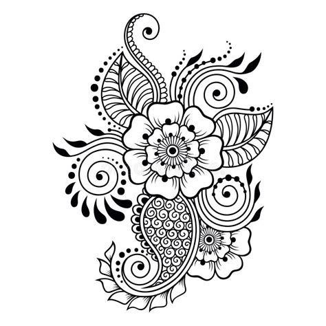 Henna Tattoo Flower Template In Indian Style Ethnic Floral Paisley