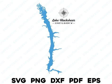 Lake Blackshear Georgia Map Shape Outline Silhouette Svg Png Dxf Pdf
