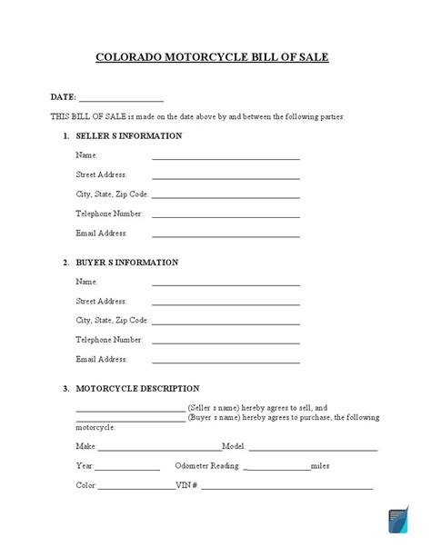 Free Motorcycle Bill Of Sale Form Pdf Word Ph