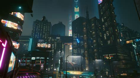 Cyberpunks Night City Looks Best If You Just Stare Up All The Time