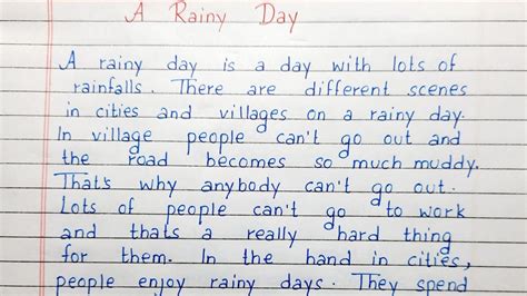 Write A Short Essay On A Rainy Day Essay Writing English Youtube