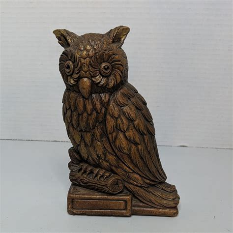 Vintage Syroco Wood Single Bookend Owl On Book Farm Library Decor 65h