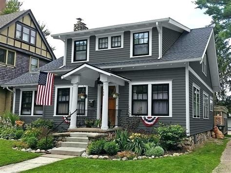 Anyway, the house is old, and the doors don't match, and they kind of aren't 100% square, so, it begs the question. Black And Grey House Gray House White Trim Black Shutters ...