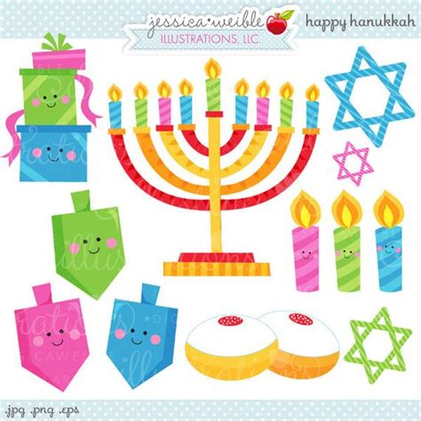 Download 113 happy hanukkah free vectors. Happy Hanukkah Cute Digital Clipart Commercial Use OK | Etsy