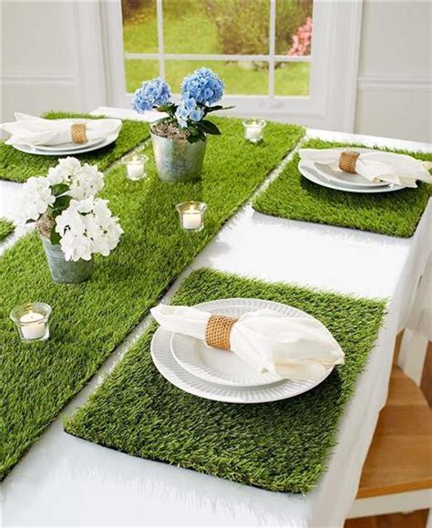 Indoor Outdoor Grass Look Table Runner Or Set Of 4 Placemats Spring