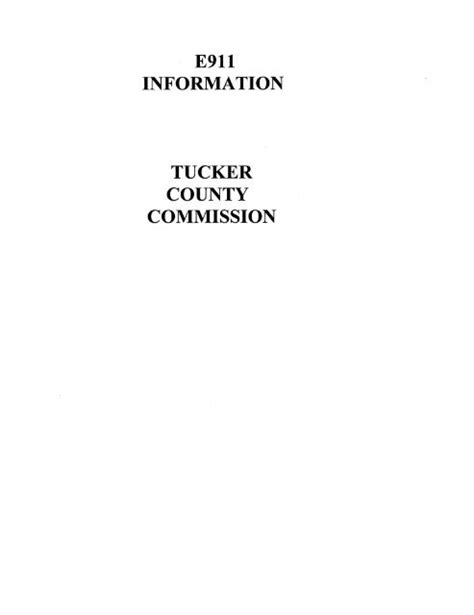 E911 Information Tucker County Commission Public Service