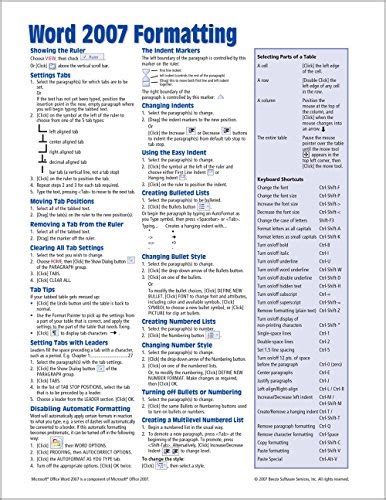 Microsoft Word 2007 Formatting Quick Reference Guide Cheat Sheet Of