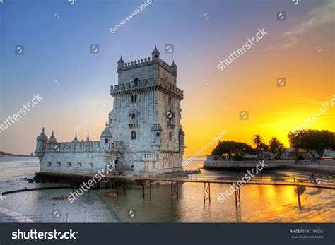 Beautiful Image Of The Famous Belem Tower At Sunset In Lisbon Portugal