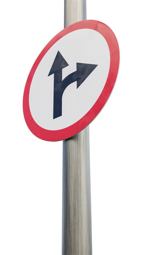 Go Straight Ahead Or Right Sign 3d Render 32057397 Png