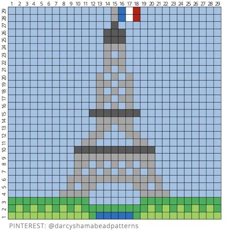 Eiffel Tower Pattern 29x29 In 2022 Hama Beads Patterns Pixel Art