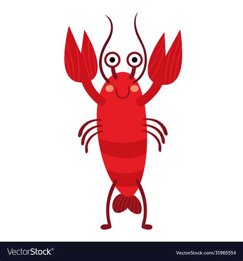 Standing Lobster Animal Cartoon Character Vector Image