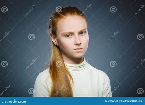 Closeup Sad Girl With Worried Stressed Face Expression Stock Photo