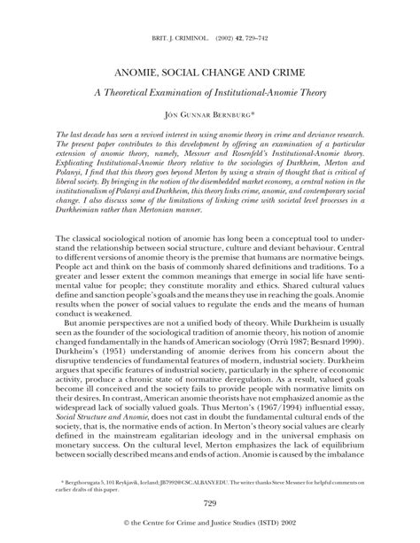 Pdf Anomie Social Change And Crime A Theoretical