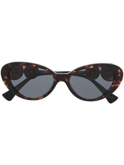 Versace Eyewear Oval Frame Sunglasses In Black Lyst