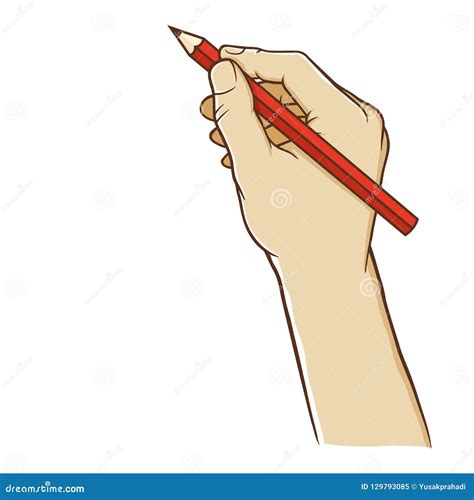 Human Hand Holding Pencil Vertically Stock Vector Illustration Of