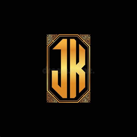 Jk Logo Letter Geometric Golden Style Stock Vector Illustration Of