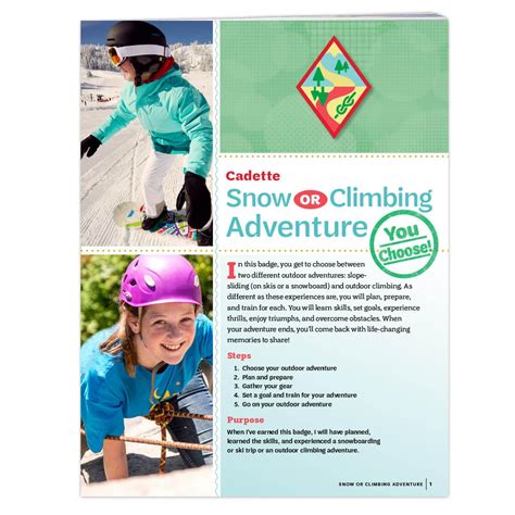 Cadette Snow Or Climbing Adventure Badge Requirements Girl Scout Shop
