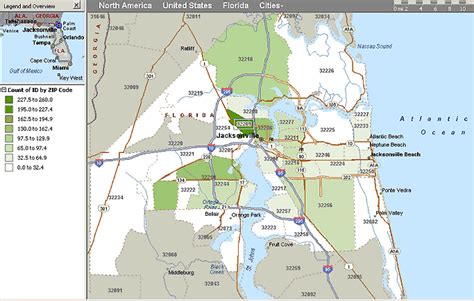 Jacksonville Zip Codes Map Florida City Jacksonville Key West