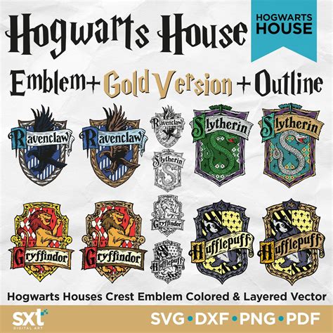 Hogwarts House Crest Emblem Svg Harry Potter Svg Hogwarts Etsy