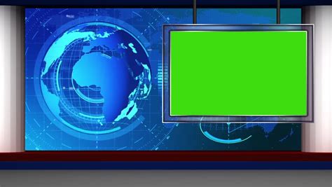 News 9 Broadcast Tv Studio Green Screen Background Stock Footage