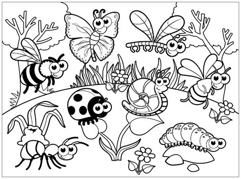Insects coloring page to print and color for free. Tremendous Colouring Pages Insects | Insect coloring pages, Cat coloring page, Coloring pages