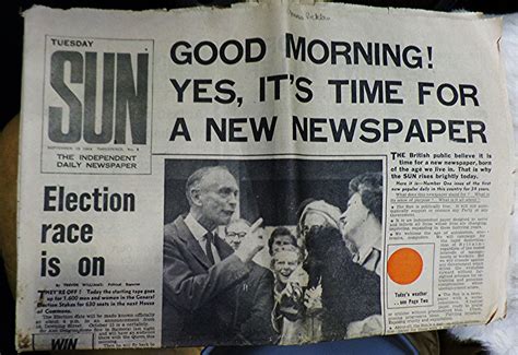 The First Edition Of The Sun Newspaper Sun Newspaper Newspaper