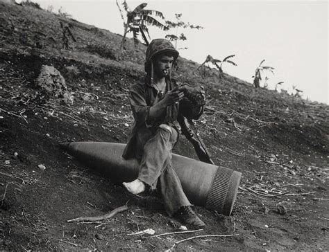 Resting On Unexploded 16 Inch Shell Saipan 1944 Battle Of Saipan