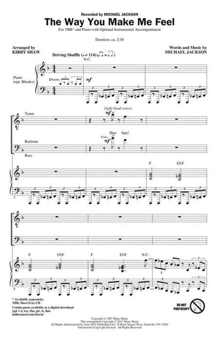 The Way You Make Me Feel By Michael Jackson Octavo Sheet Music For
