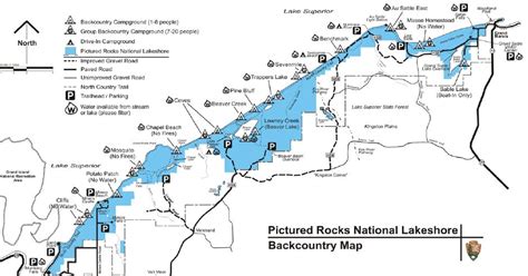 Pictured Rocks National Lakeshore Backcountry Trail Map Seeking Lost