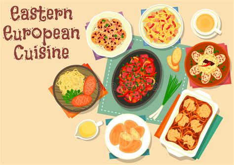 Sistema Del Este Europeo Del Icono Del Almuerzo De La Carne De La