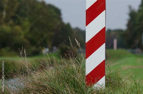 State Border Post The Polish Border Is Marked With Posts In National