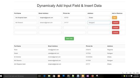 How To Add Remove Input Field Insert Data Using Php Mysql Jquery