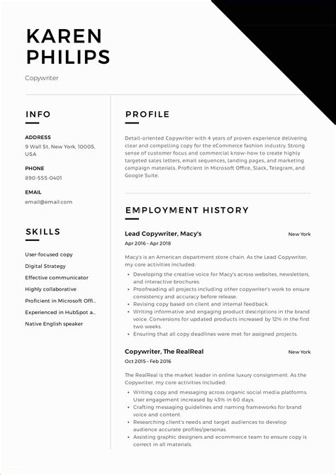 Free Copywriting Templates Of Guide 12 Different Copywriter Resume