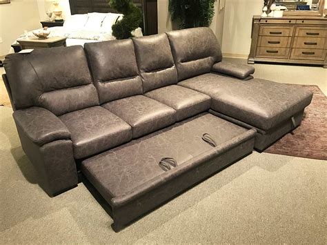 Modern Sectional Sofa Bed Gray Pull Out Left Chaise Hidden Storage He 407 87 