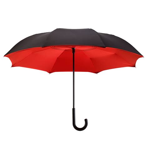 Galleria Umbrellas And Ts · Black Red Stick Umbrella Reverse Close