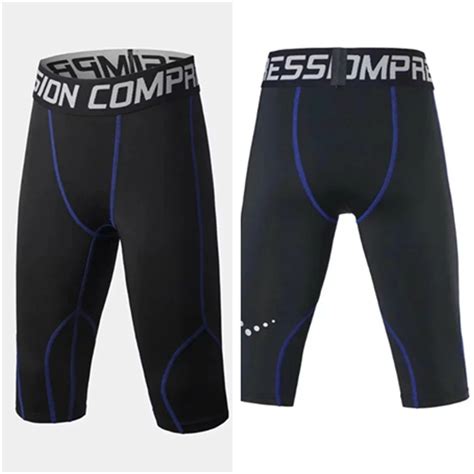 men s compression tights 3 4 running pants reflective jogging basketball legging pants quick dry