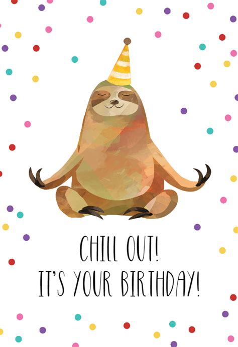 happy sloth birthday card   island