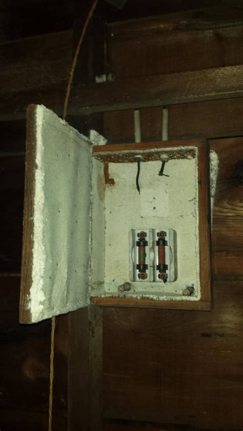 Asbestos Lined 30 Amp Fuse Box Made Of Wood Electricians