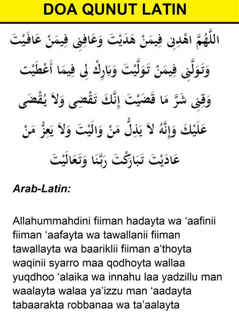 Bacaan Doa Qunut Subuh Arab Latin Dan Artinya Umat Islam The Best