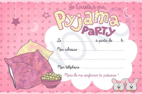 Vos invités pourront confirmer, en ligne, leur présence à l'anniversaire de votre enfant. Carte D'anniversaire À Imprimer soirée Pyjama Lovely Invitation Pyjama Party A Imprimer Brrt ...