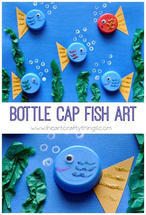 Bottle Cap Art Fish And Flower Scene I Heart Crafty Things
