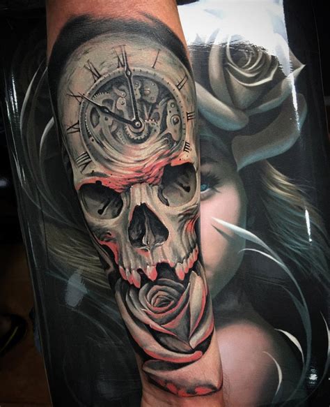 Rose tattoo history ideas and meanings tatring. Clock, Skull & Rose Fusion on Guys Arm | Best tattoo ...