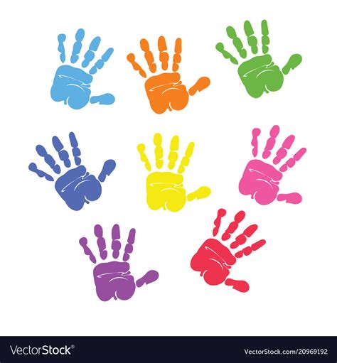 Set Of Colorful Hand Prints Royalty Free Vector Image