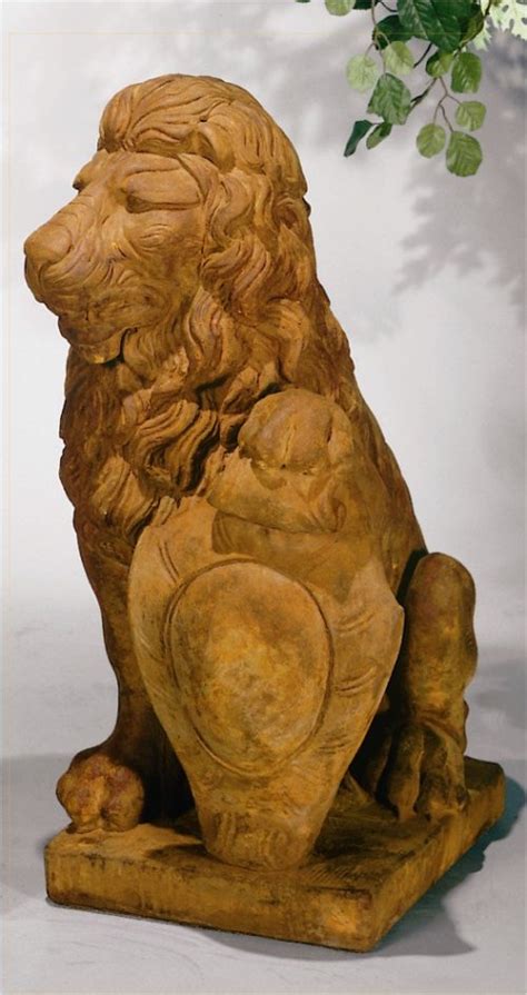 Outstanding size and high quality of stone will indeed impress your guests. Lion with Left Shield Garden Statue