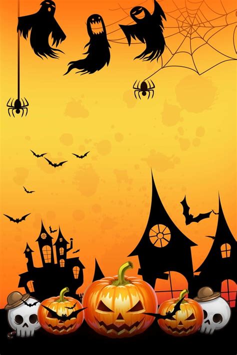 Żółty Halloweenowy Nocnego Nieba Maskarady Tło Halloween Halloweenowe