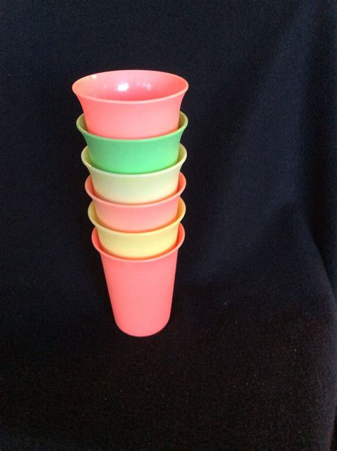 Vintage Tupperware Pastel Color Children Cups Vintage Pink Mint Green