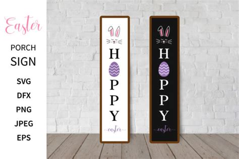 Easter Porch Sign Hoppy Easter Graphic By Labelezoka · Creative Fabrica