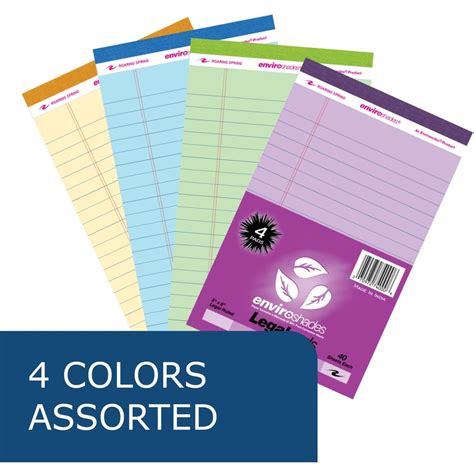 Roaring Spring Enviroshades Recycled Mini Legal Pads Pack X Sheets Assorted Colors