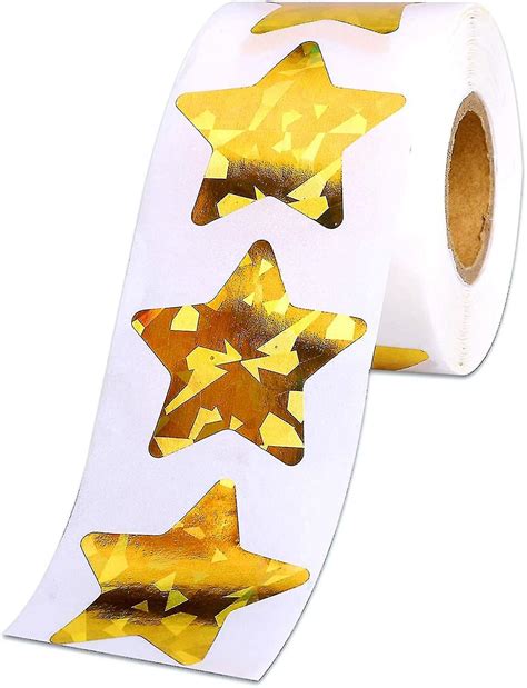 2 Pack Large Holographic Gold Star Stickers For Kids Reward 500 Pcs